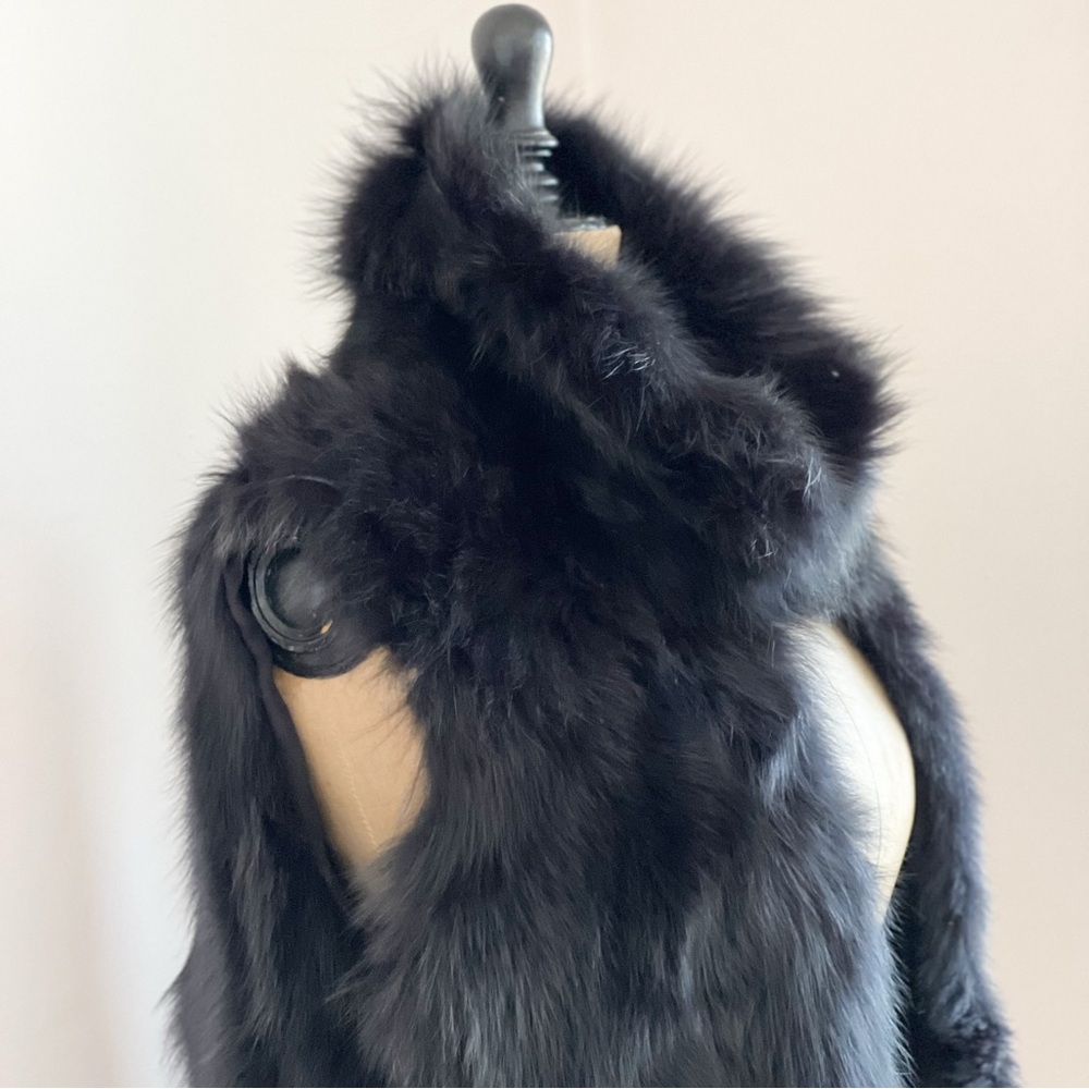 SAM. New York Black Fox Fur Vest Coat Size M/L - Picture 3 of 9